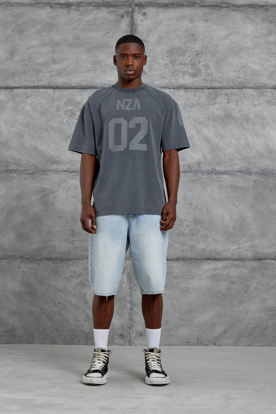 Füme Nza 02 Baskılı Yıkamalı Oversize Tshirt