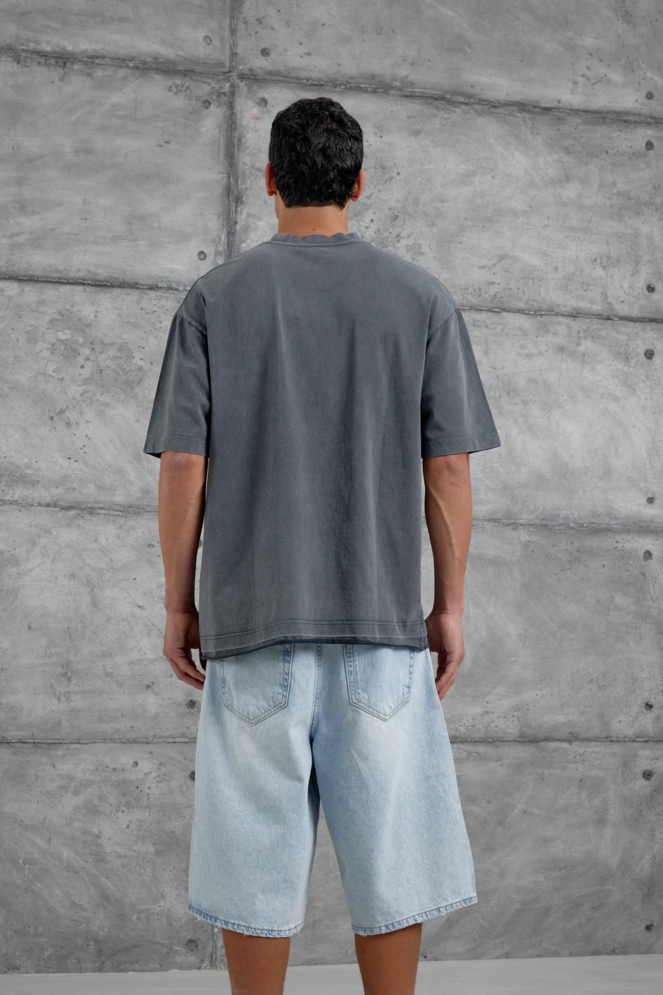 Füme Parçalı Yıkamalı Oversize Tshirt