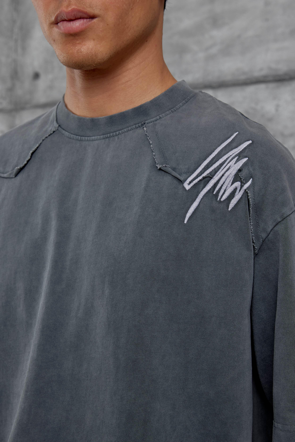 Füme Parçalı Yıkamalı Oversize Tshirt