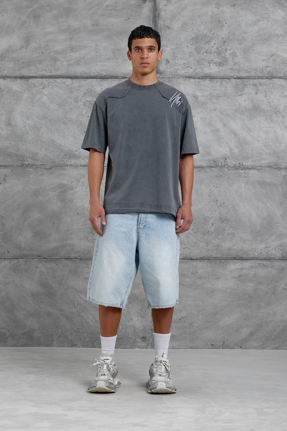Füme Parçalı Yıkamalı Oversize Tshirt