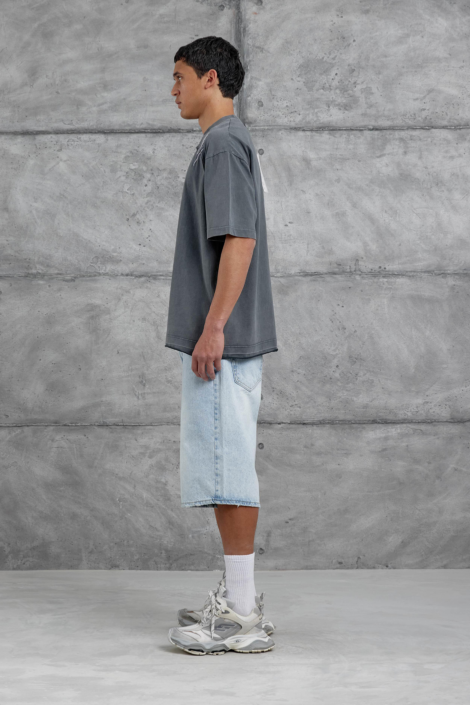 Füme Parçalı Yıkamalı Oversize Tshirt