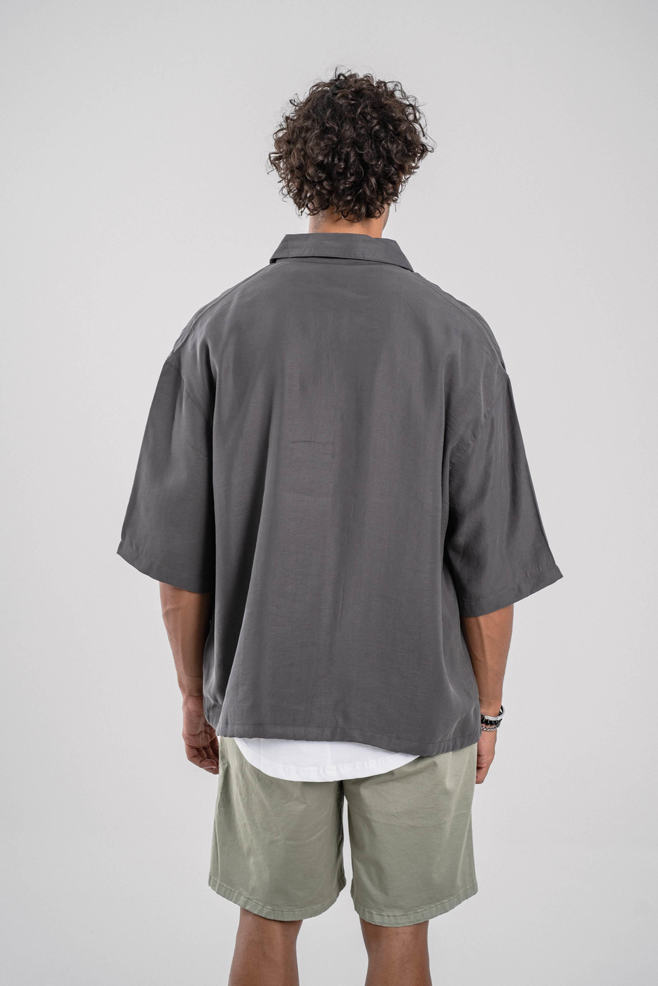 Füme Tencel Kumaş Oversize Gömlek