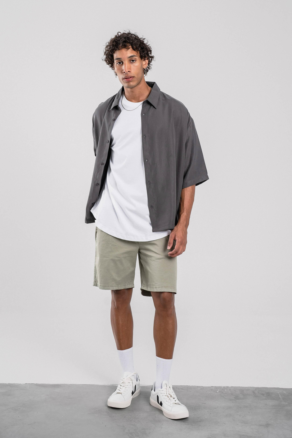 Füme Tencel Kumaş Oversize Gömlek