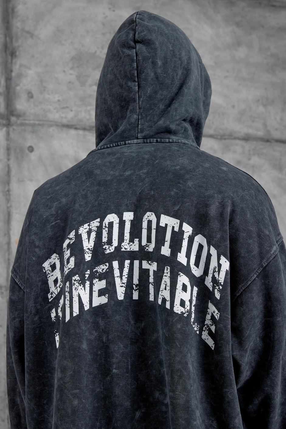 Füme Uv8 Baskılı Yıkamalı Oversize Kapüşonlu Sweatshirt