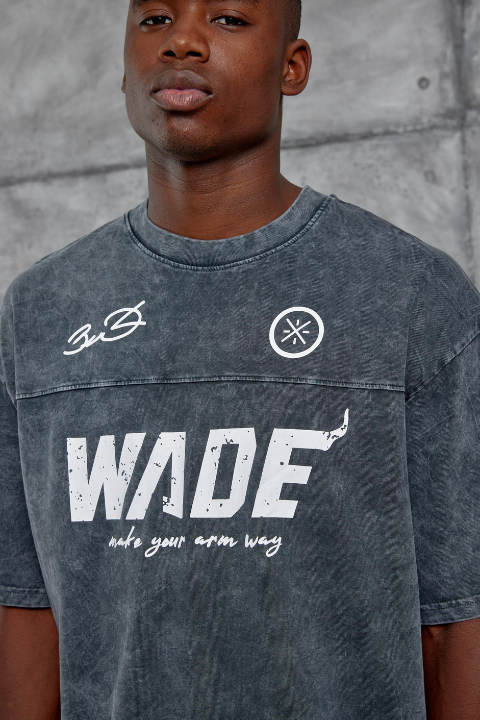 Füme Wade 3 Miami Baskılı Yıkamalı Oversize Tshirt