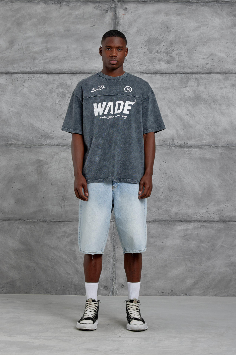 Füme Wade 3 Miami Baskılı Yıkamalı Oversize Tshirt