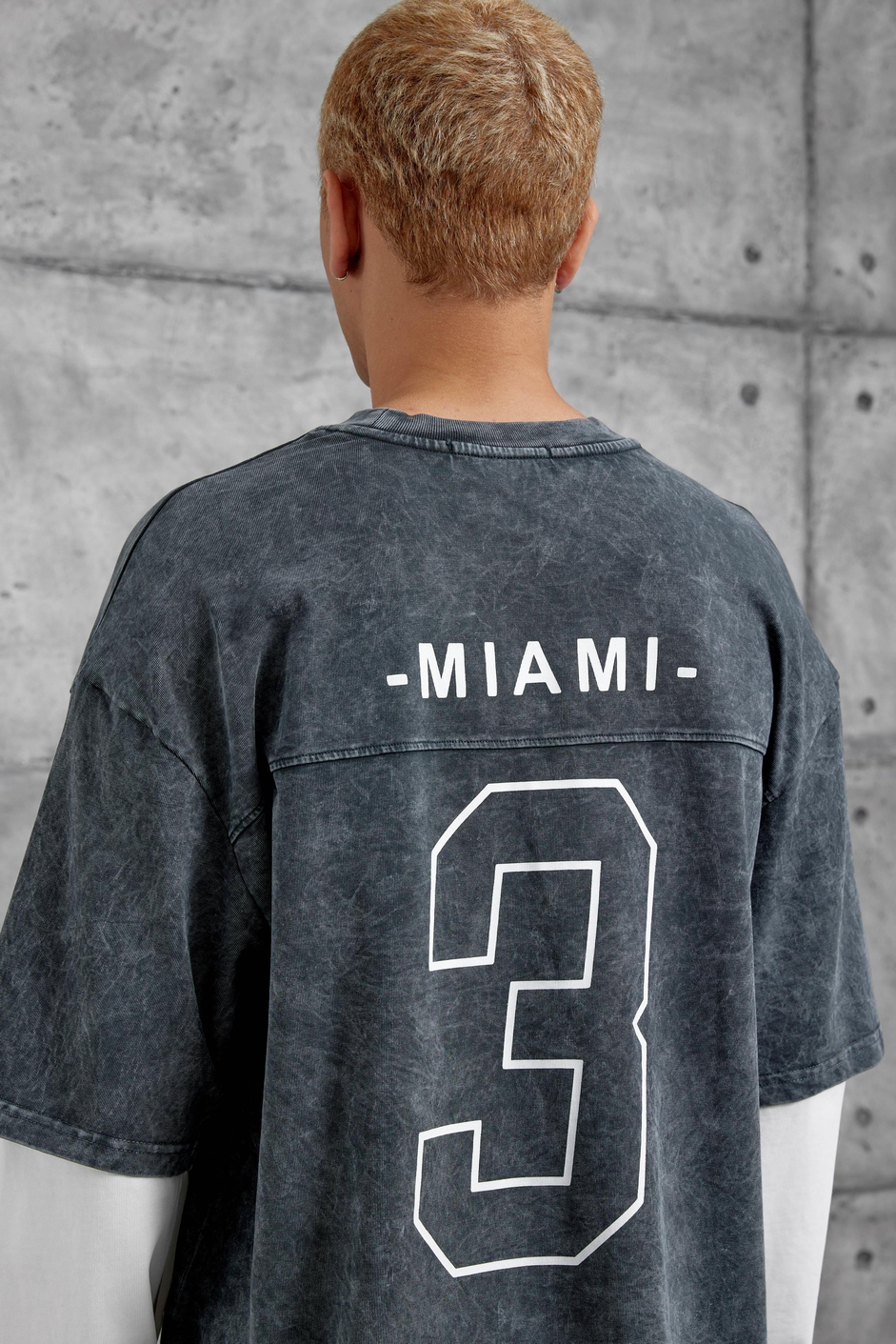 Füme Wade Baskılı Yıkamalı Parça Kollu Oversize Sweatshirt