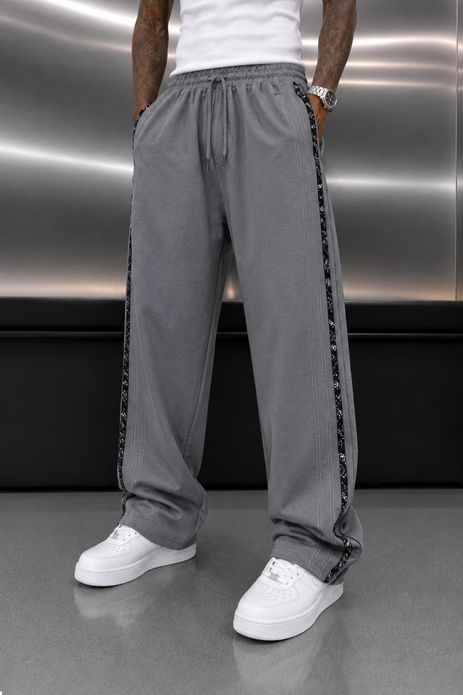 Füme YANI MOTİFLİ BAGGY EŞOFMAN ALTI