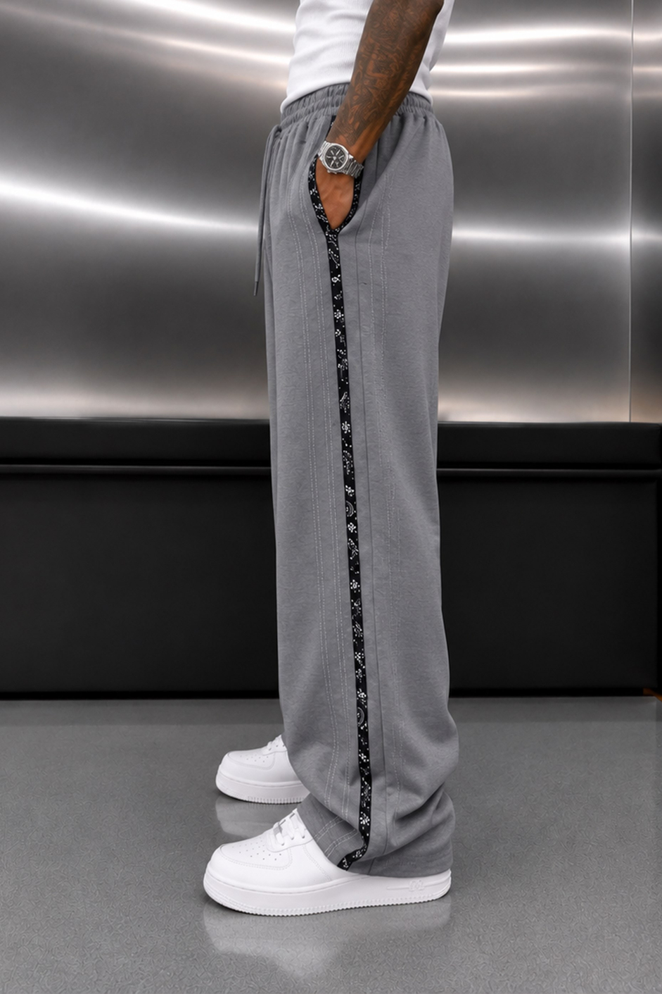 Füme YANI MOTİFLİ BAGGY EŞOFMAN ALTI