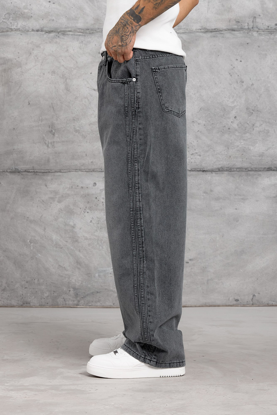 Füme YANI ŞERİTLİ BAGGY JEAN