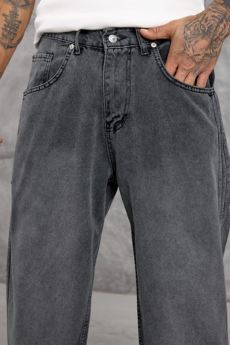 Füme YANI ŞERİTLİ BAGGY JEAN