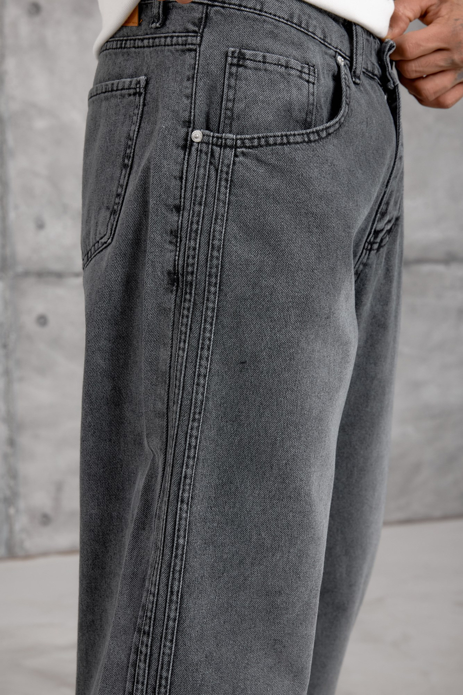Füme YANI ŞERİTLİ BAGGY JEAN