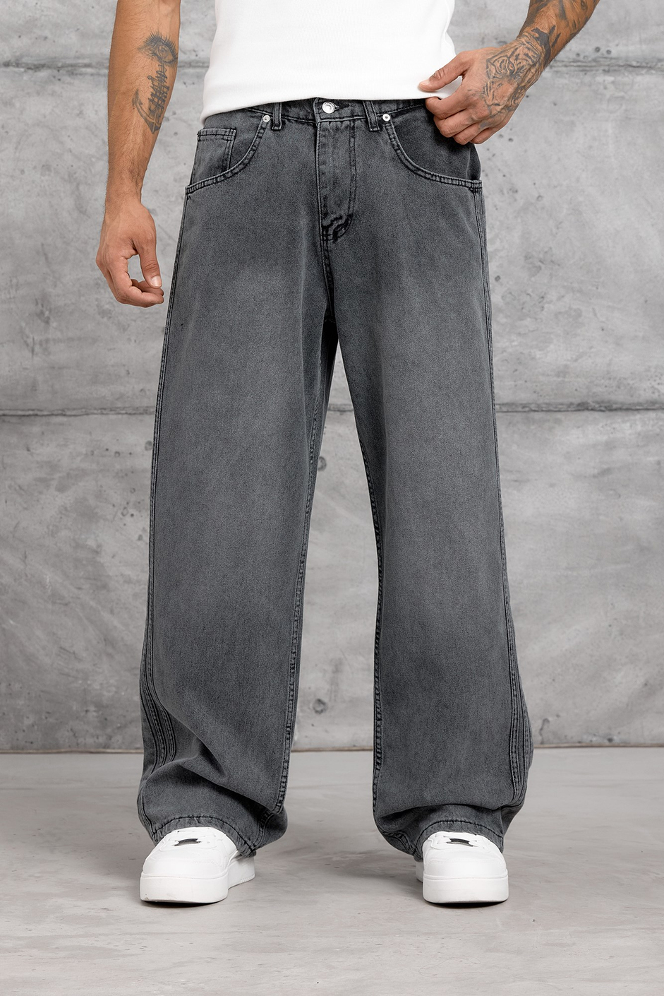 Füme YANI ŞERİTLİ BAGGY JEAN