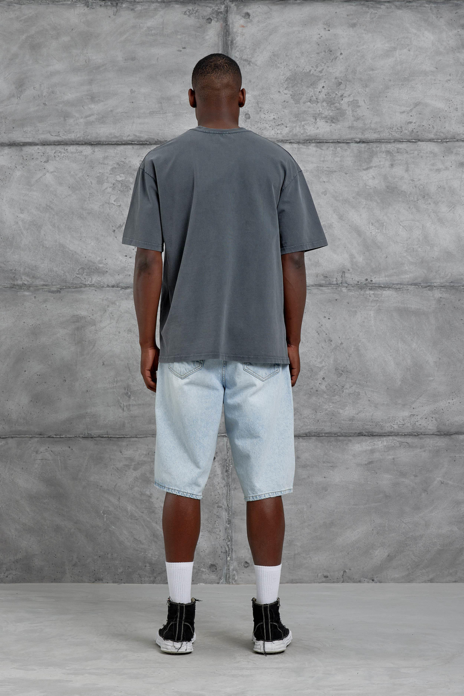 Füme Yedi Numara Baskılı Yıkamalı Oversize Tshirt