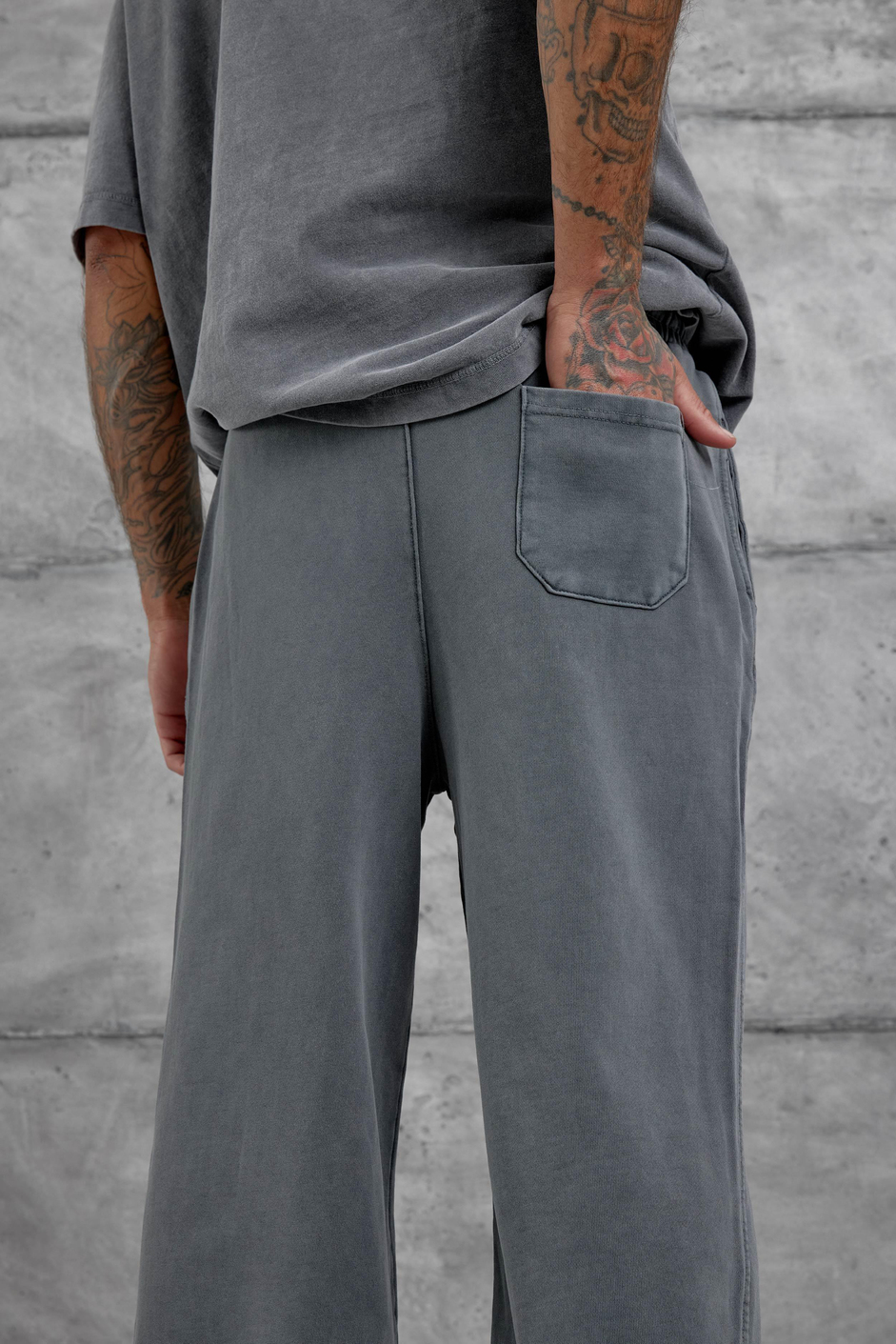 Füme Yıkamalı Basic Baggy Eşofman