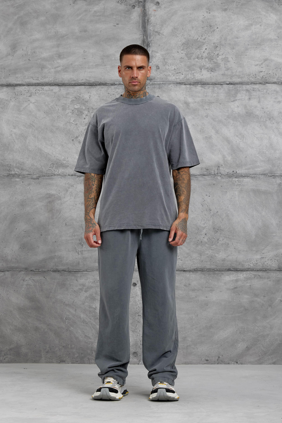Füme Yıkamalı Basic Baggy Eşofman