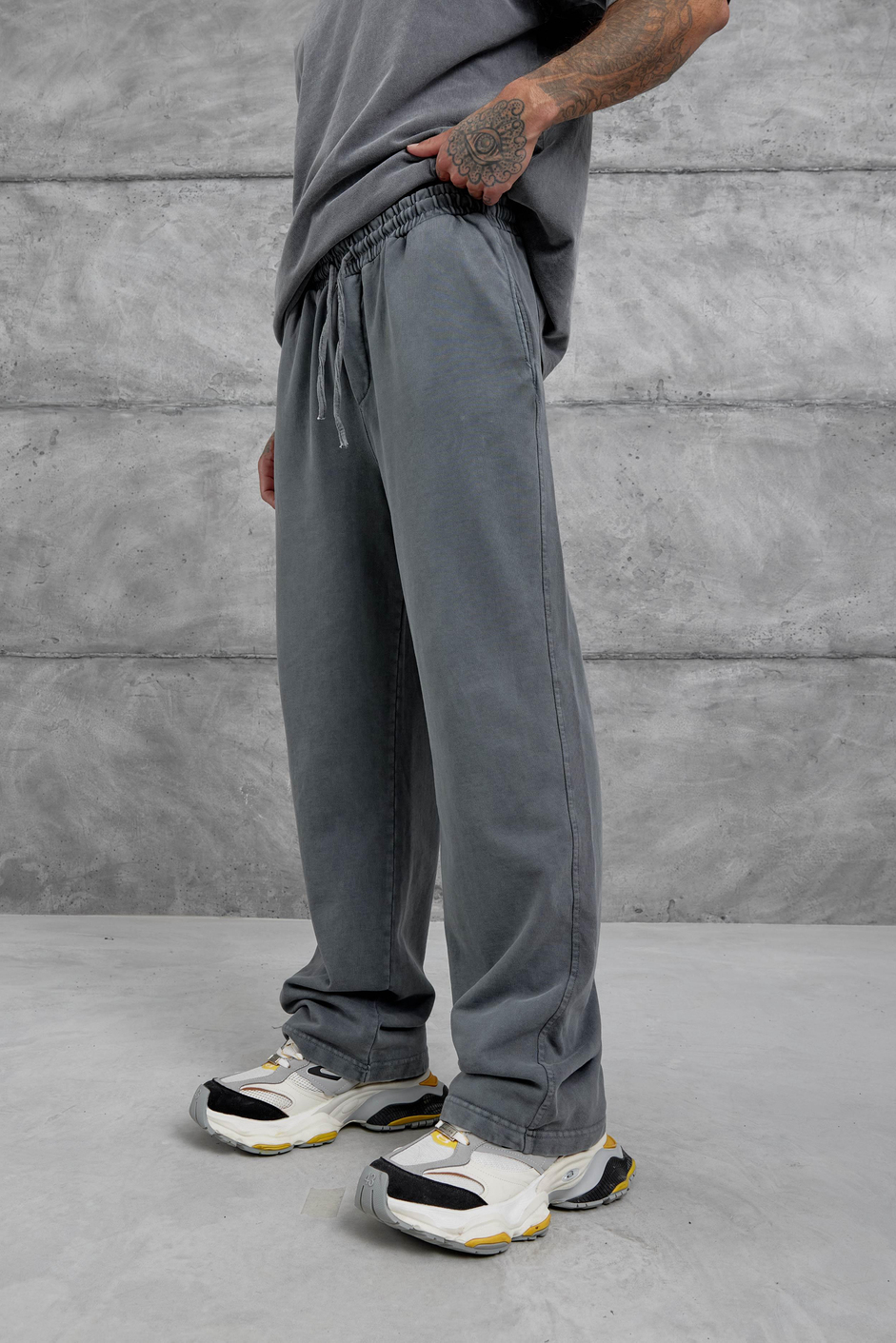 Füme Yıkamalı Basic Baggy Eşofman