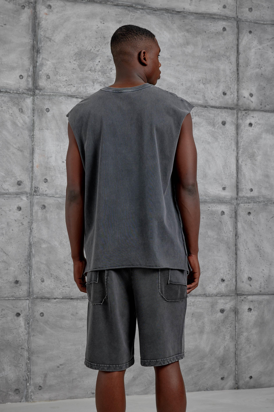 Füme Yıkamalı F Baskılı Oversize Atlet