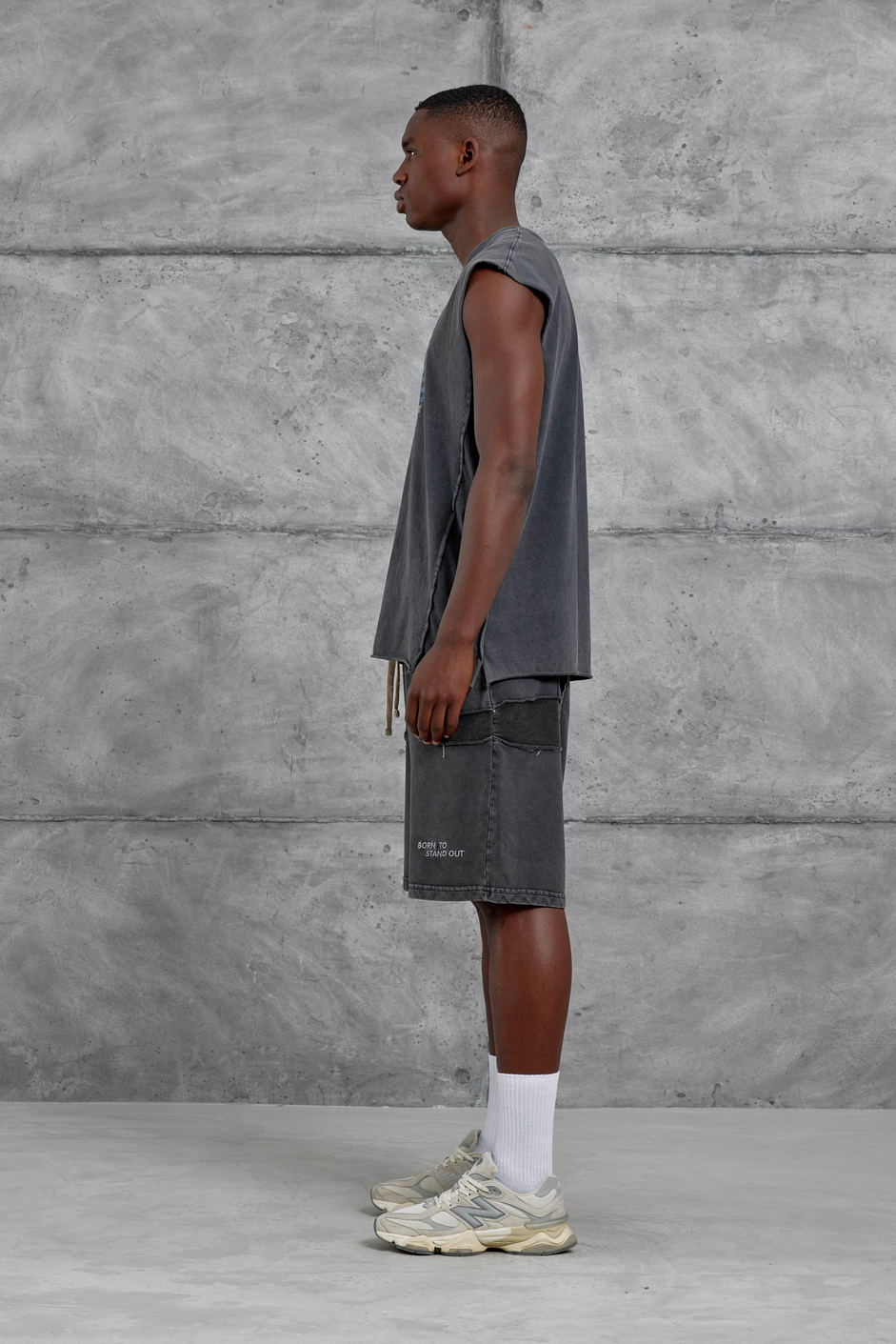 Füme Yıkamalı F Baskılı Oversize Atlet