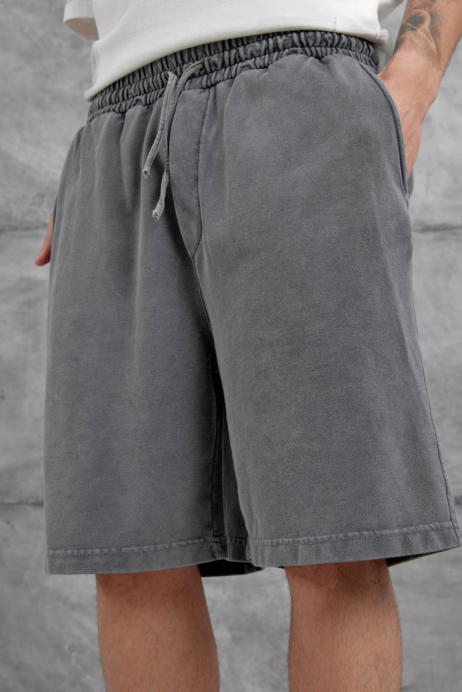 Füme Yıkamalı Oversize Şort