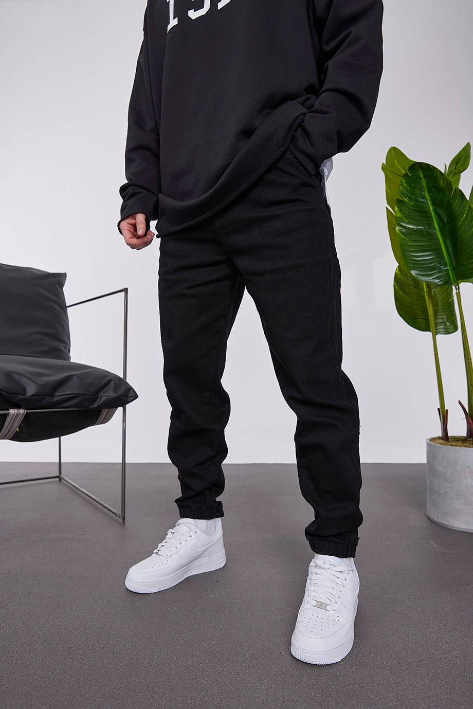G-96 Paça Barkodlu Siyah Jean