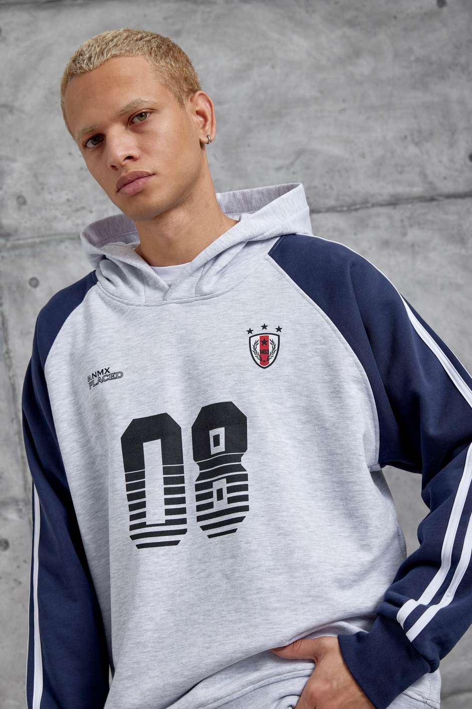 Gri 08 BASKILI OVERSİZE KAPUSONLU SWEATSHIRT