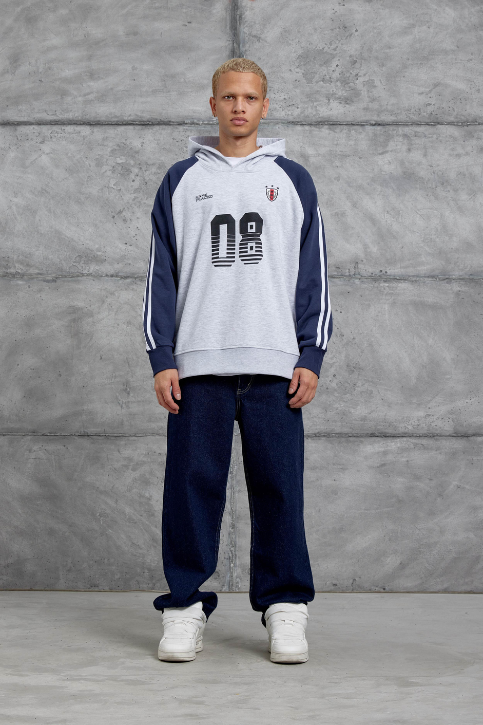 Gri 08 BASKILI OVERSİZE KAPUSONLU SWEATSHIRT