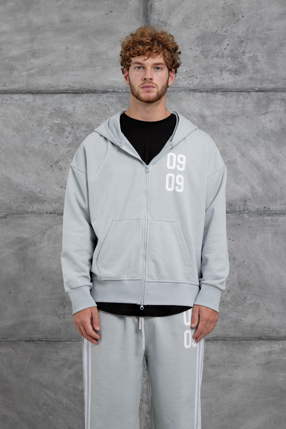 Gri 0909 Baskılı Oversize Eşofman Takımı