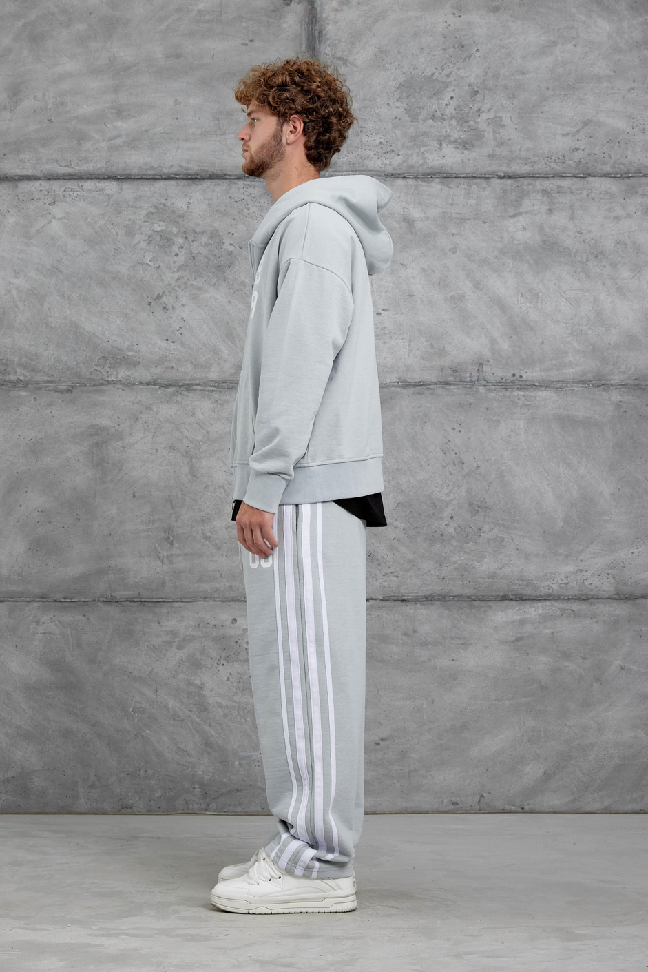 Gri 0909 Baskılı Oversize Eşofman Takımı
