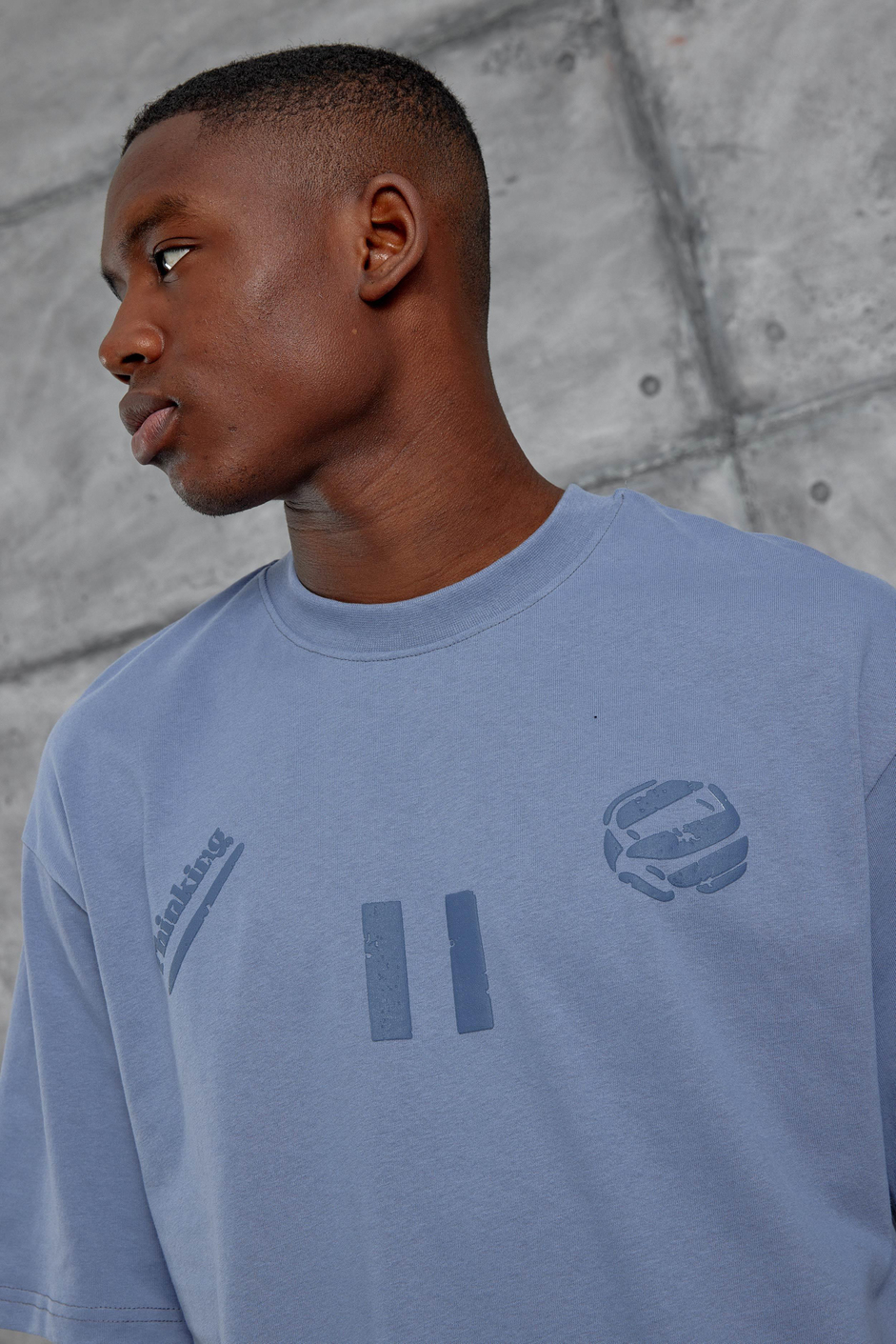 Gri 11 Thinking Baskılı Oversize Tshirt