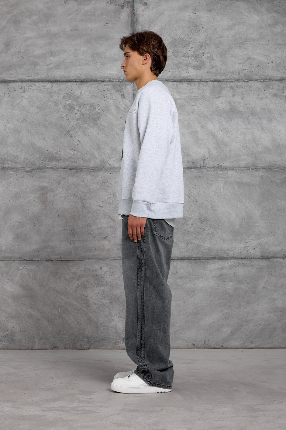 Gri 19 BASKILI OVERSIZE SWEATSHIRT