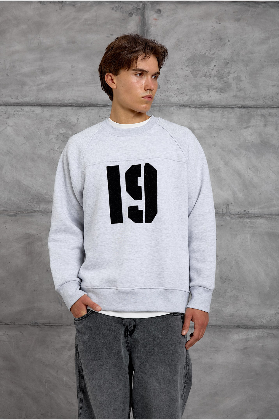 Gri 19 BASKILI OVERSIZE SWEATSHIRT