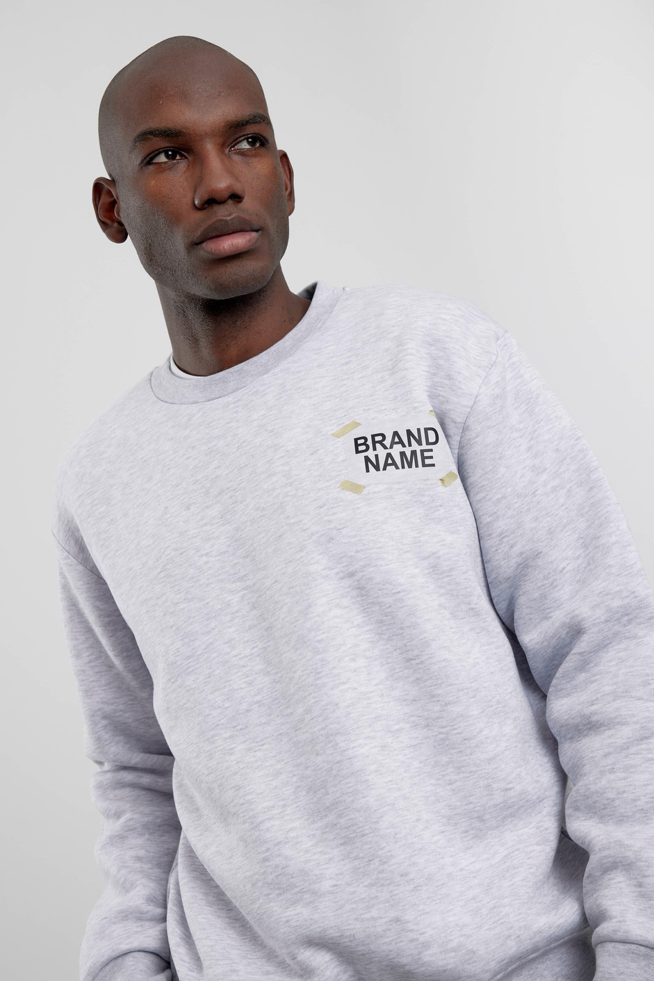 Gri 404 Baskılı Bisiklet Yaka Sweatshirt