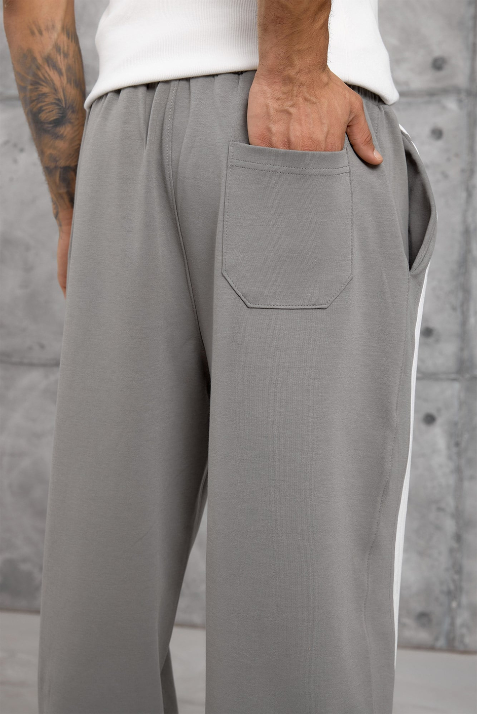 Gri 5 ÇİZGİ BAGGY EŞOFMAN ALTI