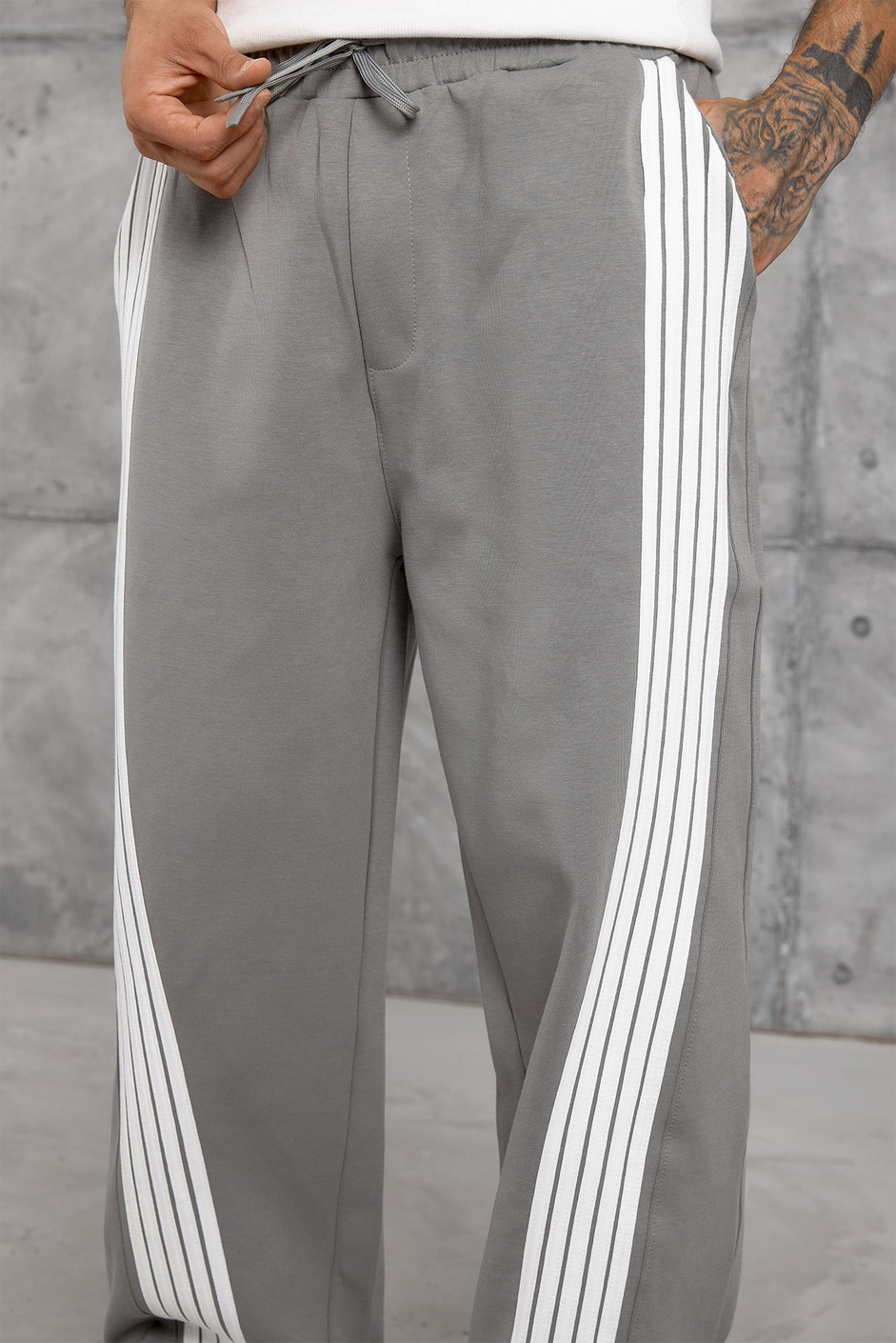 Gri 5 ÇİZGİ BAGGY EŞOFMAN ALTI