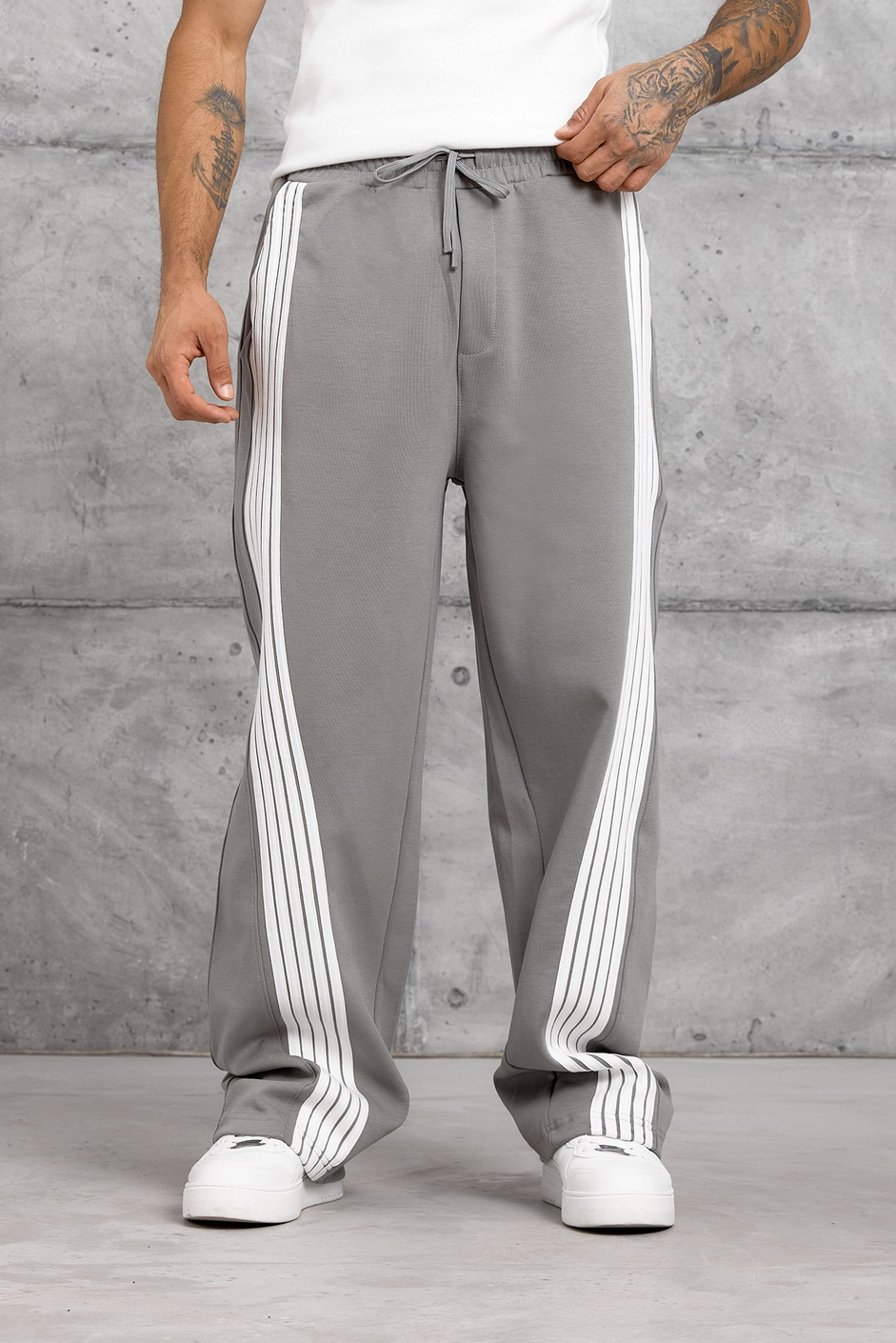 Gri 5 ÇİZGİ BAGGY EŞOFMAN ALTI
