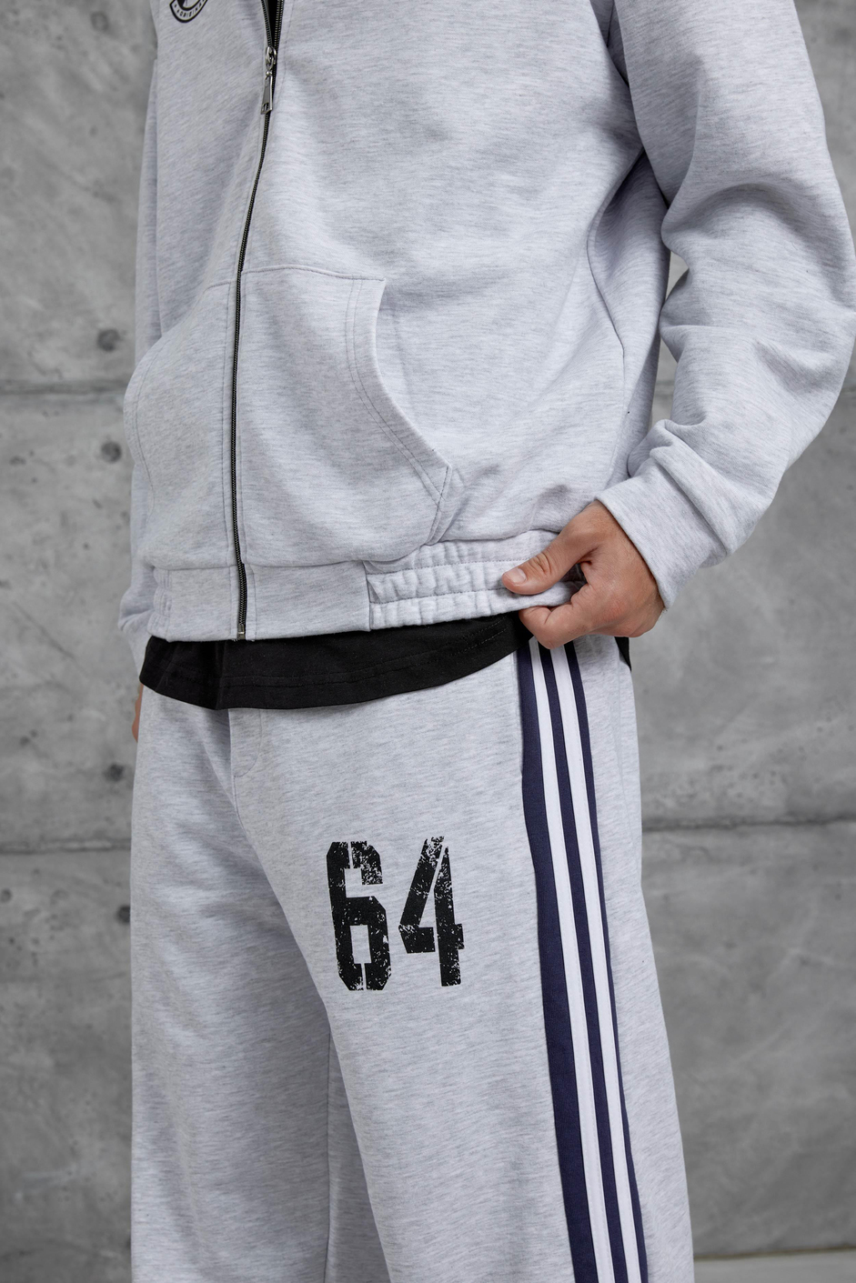 Gri 64 Baskılı Oversize Eşofman Takımı