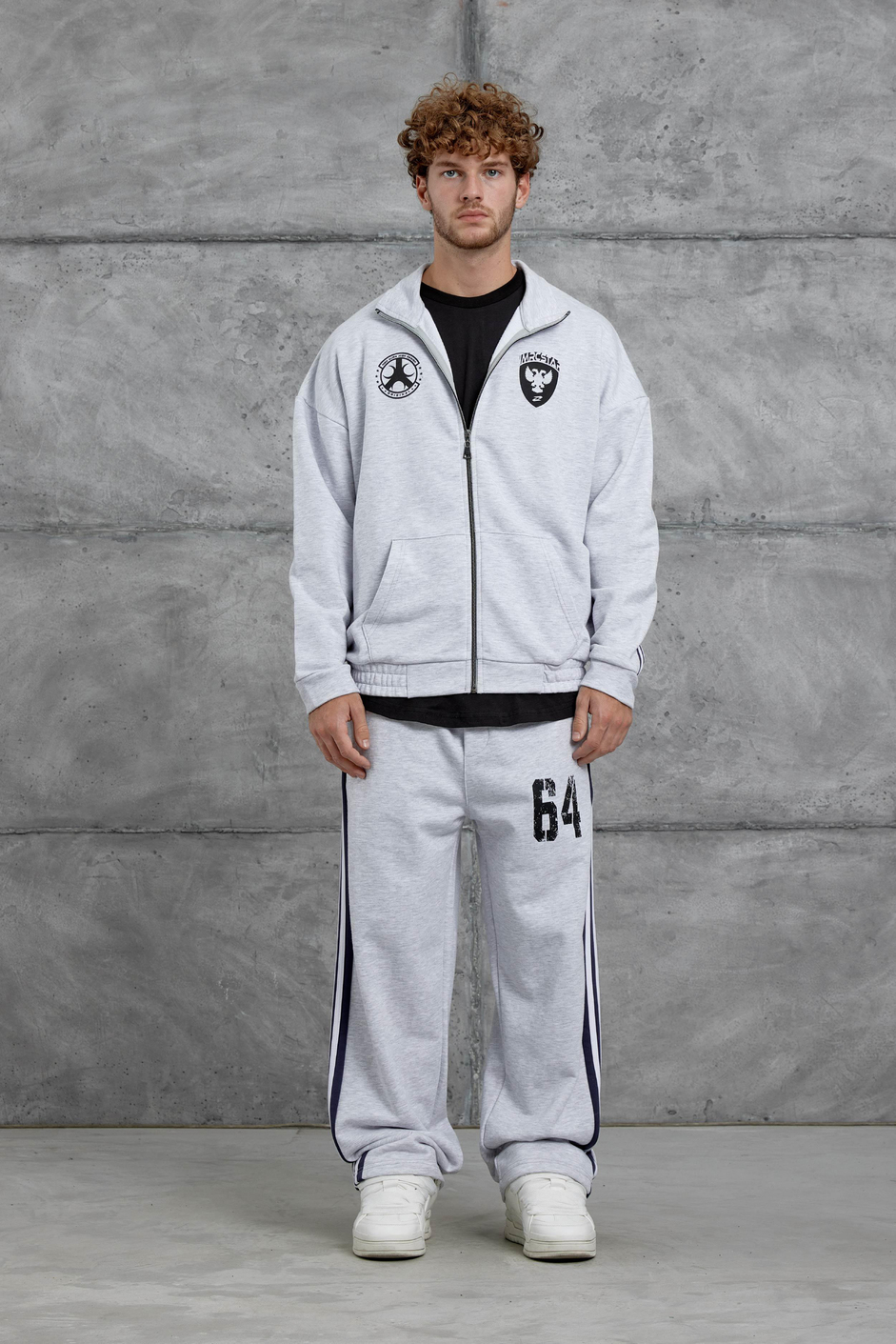 Gri 64 Baskılı Oversize Eşofman Takımı