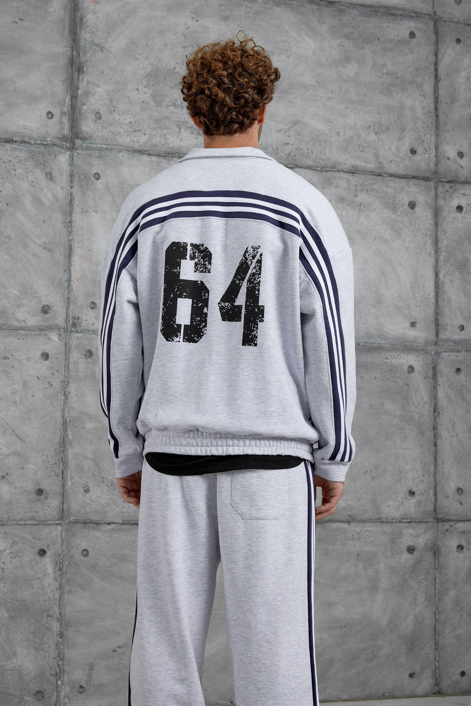 Gri 64 Baskılı Oversize Eşofman Takımı