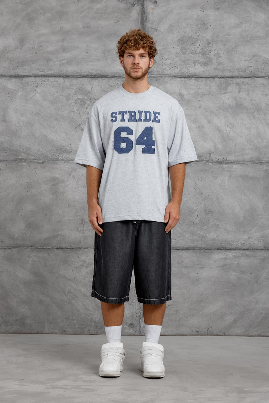 Gri 64 HARF BASKI YIKAMALI OVERSIZE TSHIRT
