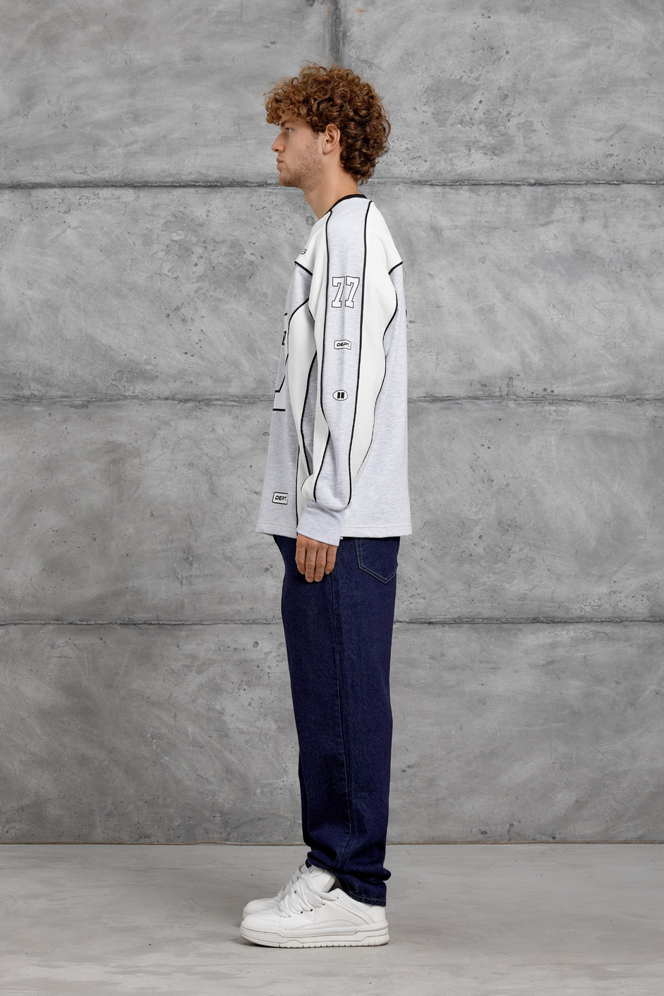 Gri 77 NUMARA OVERSİZE SWEATSHİRT