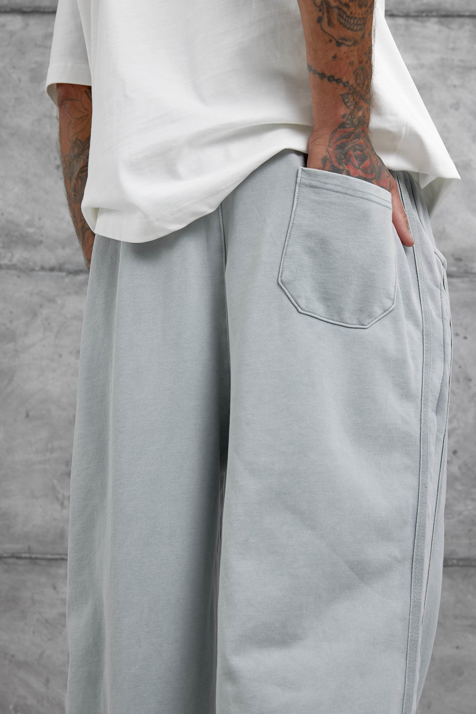 Gri Acs Street Yazılı Yıkamalı Baggy Eşofman Altı