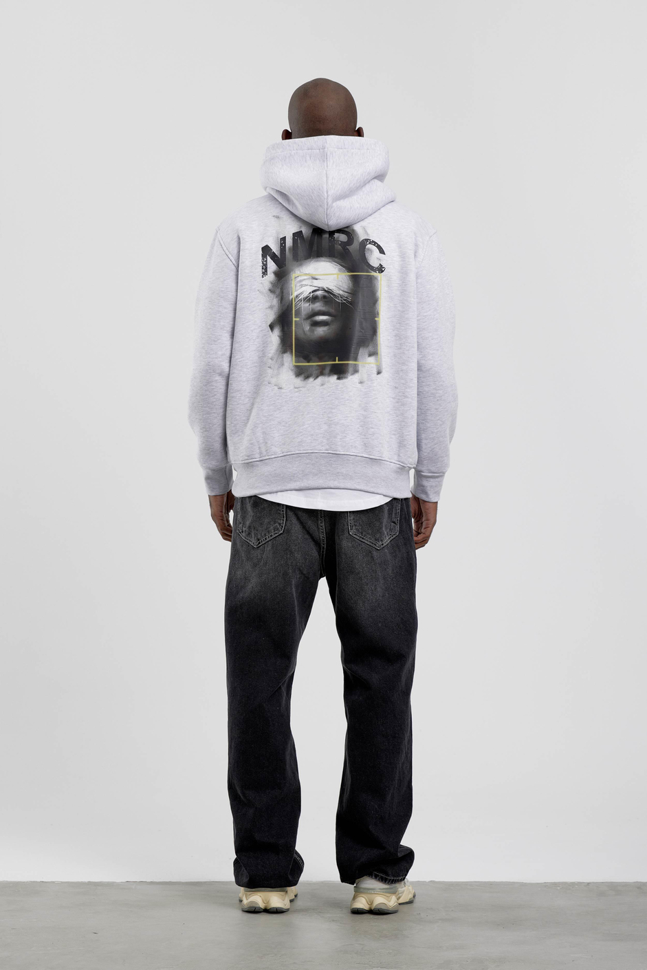 Gri Arkası NMRC Yazılı Kapüşonlu Sweatshirt
