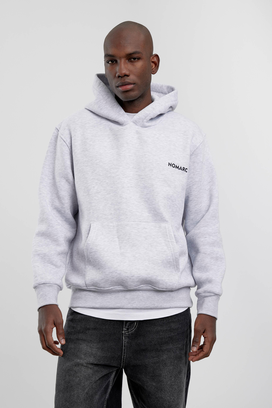Gri Arkası NMRC Yazılı Kapüşonlu Sweatshirt