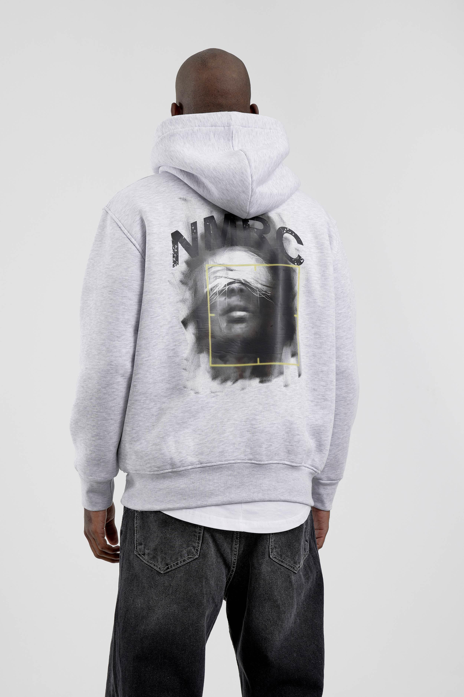 Gri Arkası NMRC Yazılı Kapüşonlu Sweatshirt