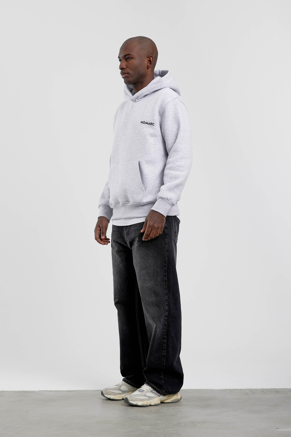 Gri Arkası NMRC Yazılı Kapüşonlu Sweatshirt