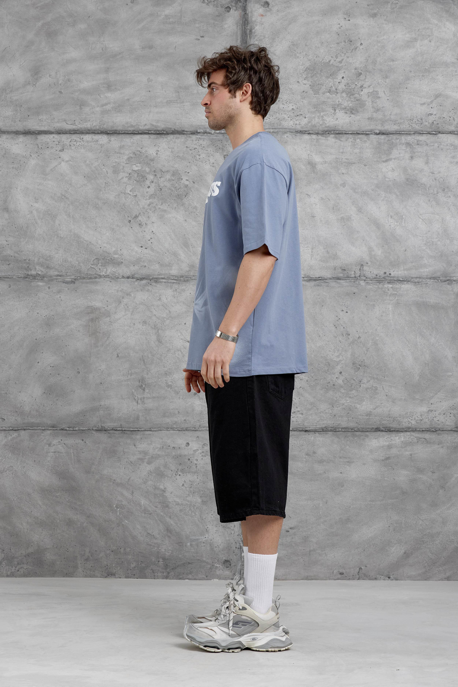 Gri Brabus Yazılı Oversize Tshirt