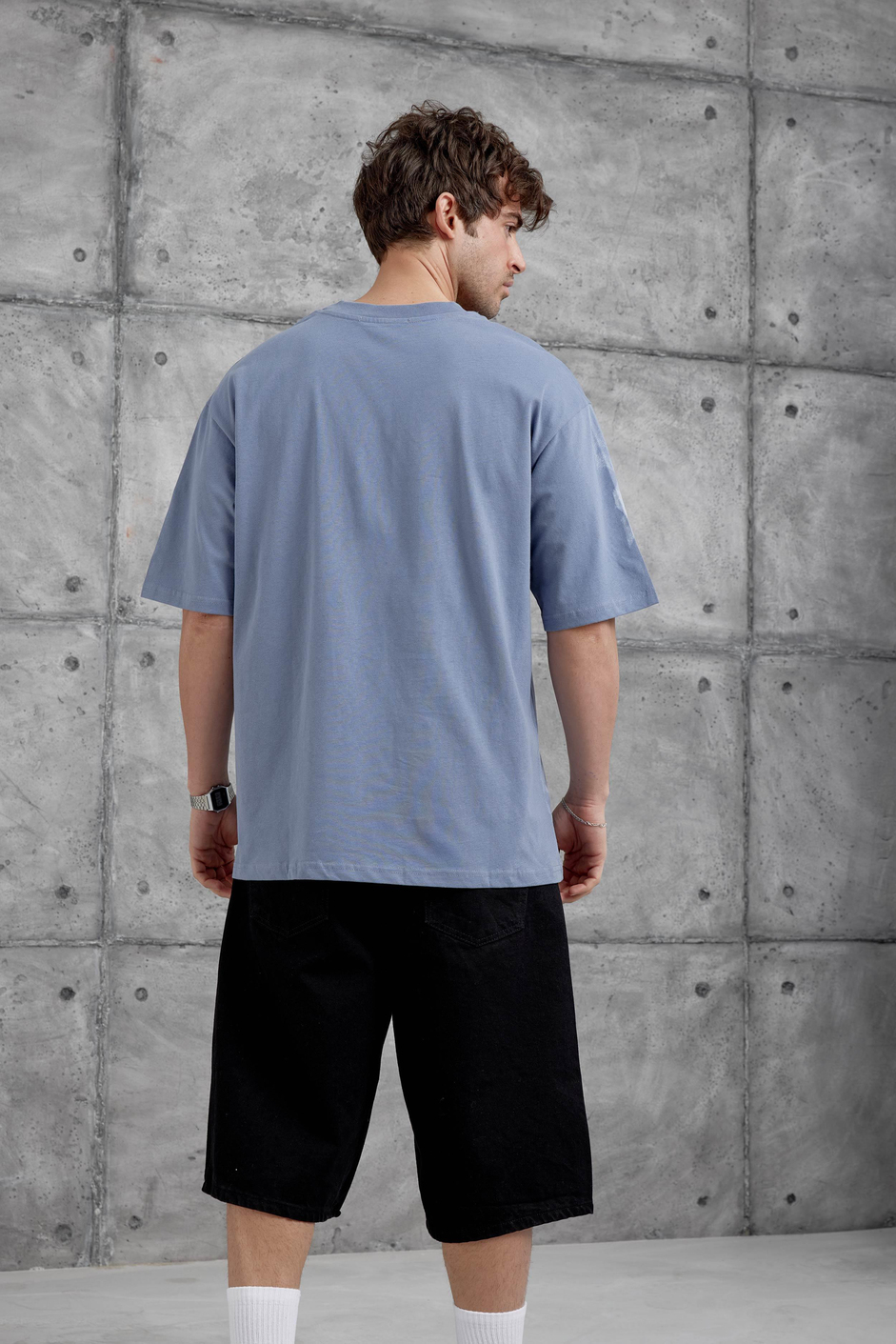 Gri Brabus Yazılı Oversize Tshirt