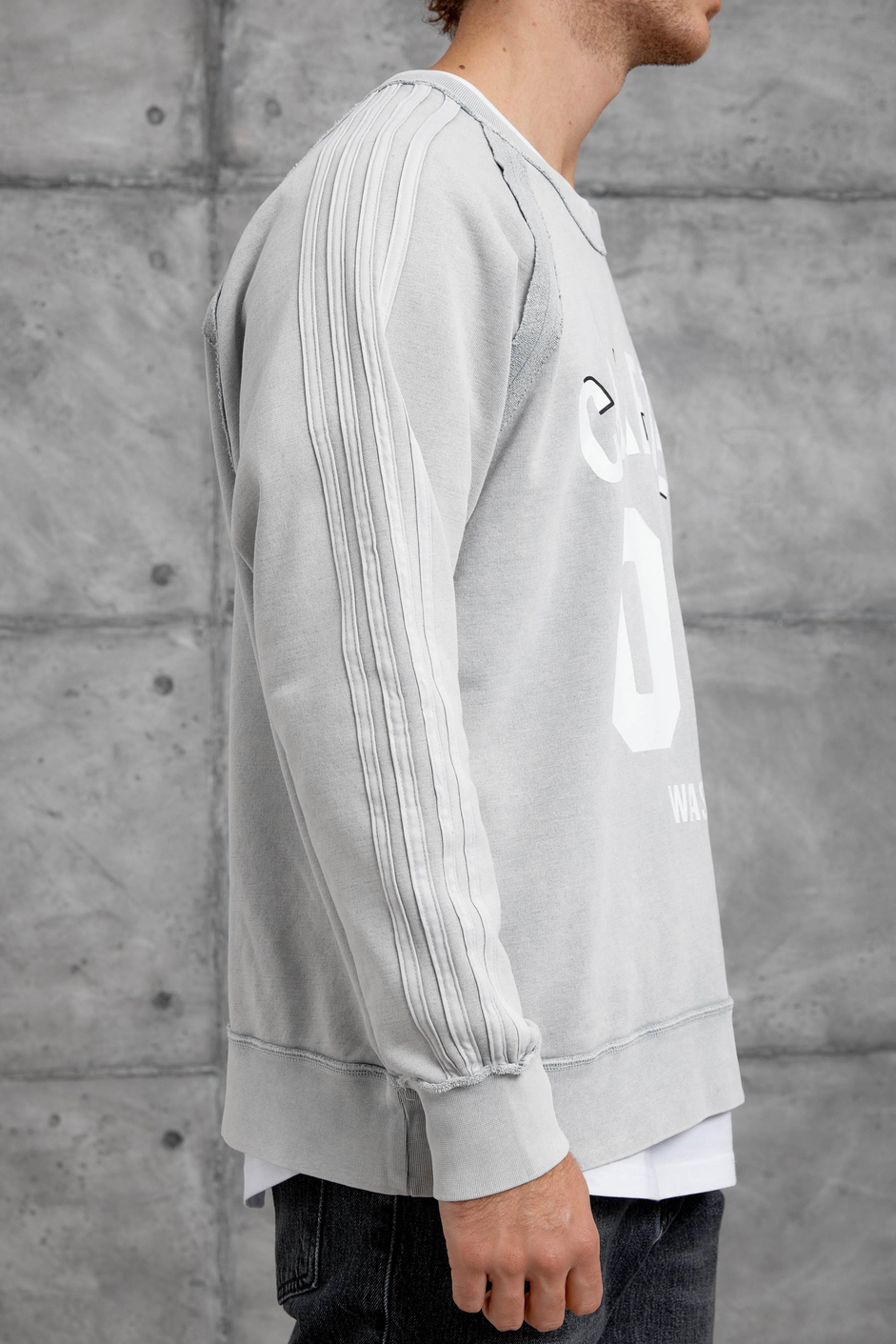 Gri CRAFTED BASKILI YIKAMALI  SWEATSHIRT