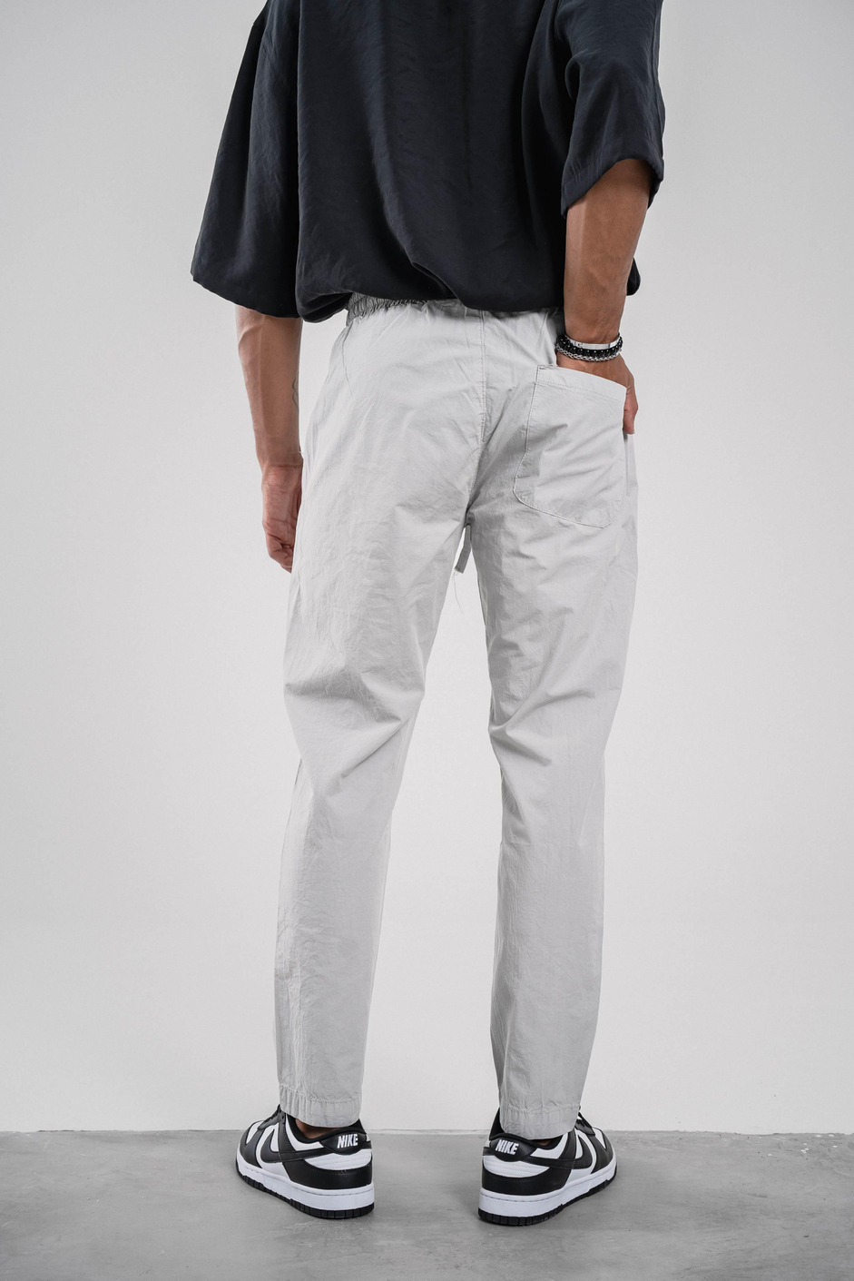 Gri Dar Paça Boyfriend Fit Gabardin Pantolon